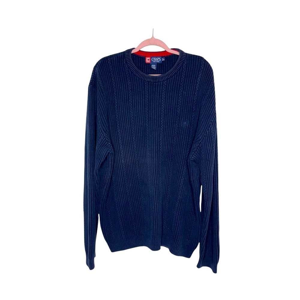 CHAPS Navy Blue Textured Sweater XL